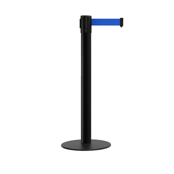 Montour Line Stanchion Belt Barrier Flat Base Black Post 16ft.Blue Belt S660-BK-BL-160 - main